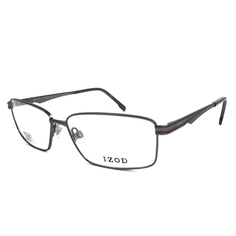IZOD Eyeglasses Frames IZ 2121 GUNMETAL Gray Rectangle Wire Rim 60-15-155